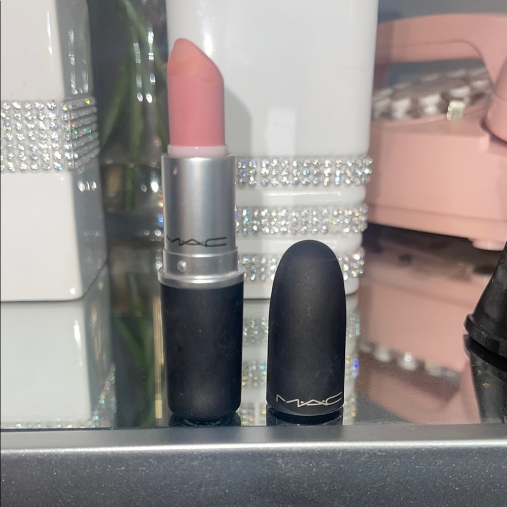 MAC Cosmetics shade Reverence. Pink lipstick discontinued.